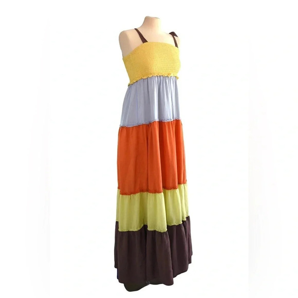 Davi & Dani || Color Block Sherbet Colors Maxi Dress Small - Picture 5 of 6